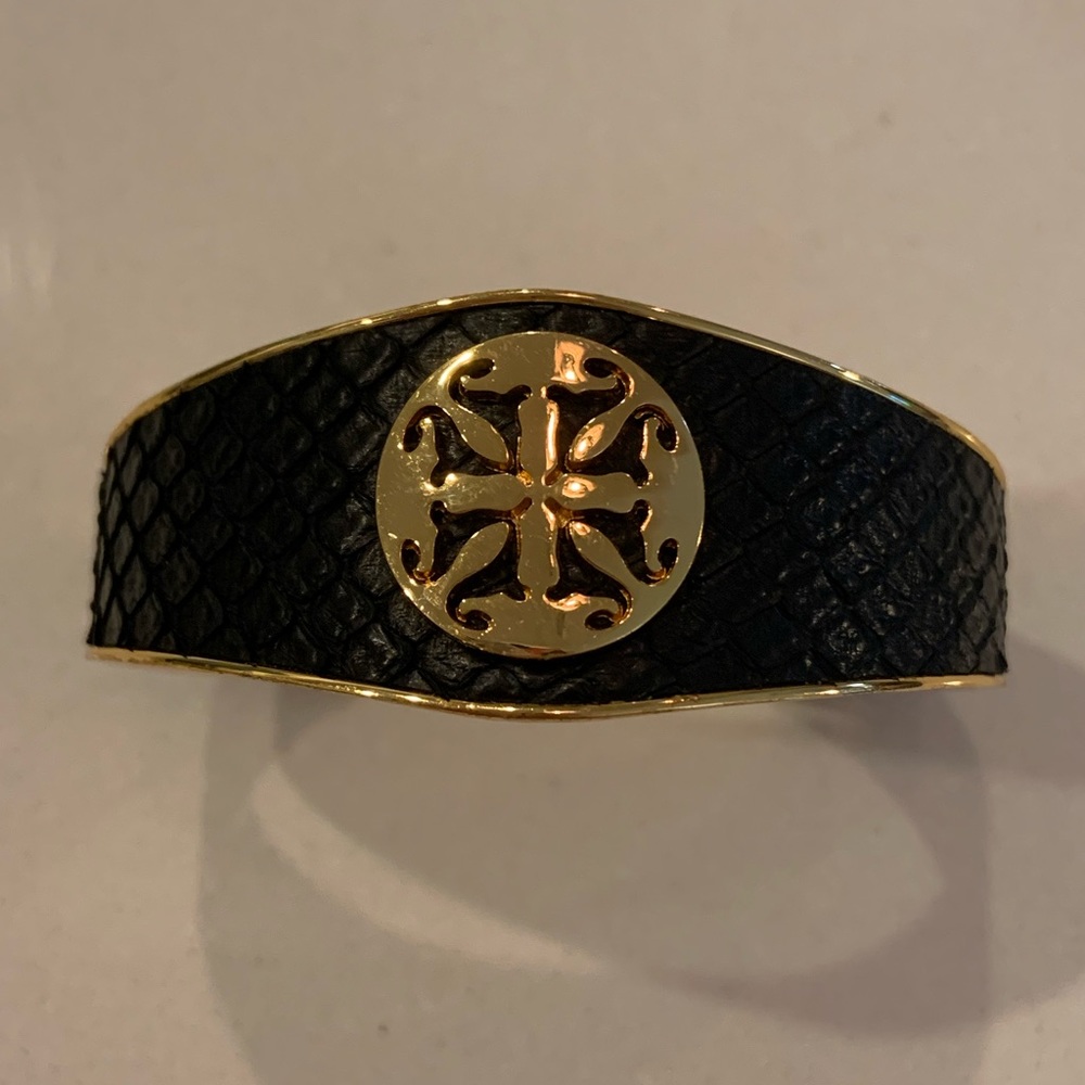 Rustic Cuff Python Embossed Gold Cuff Bracelet - image 4